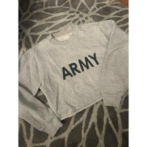 Brandy Melville John Galt Cropped Gray Army Crewneck
